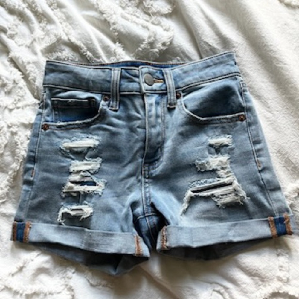 Aeropostale Blue Distressed Jean Shorts